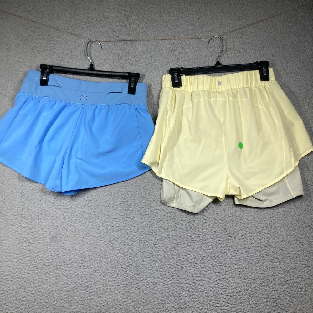 CALIA Athletic Shorts Bundle of 2 Women Small Blue Yellow Running Training FLAW - Picture 9 of 13